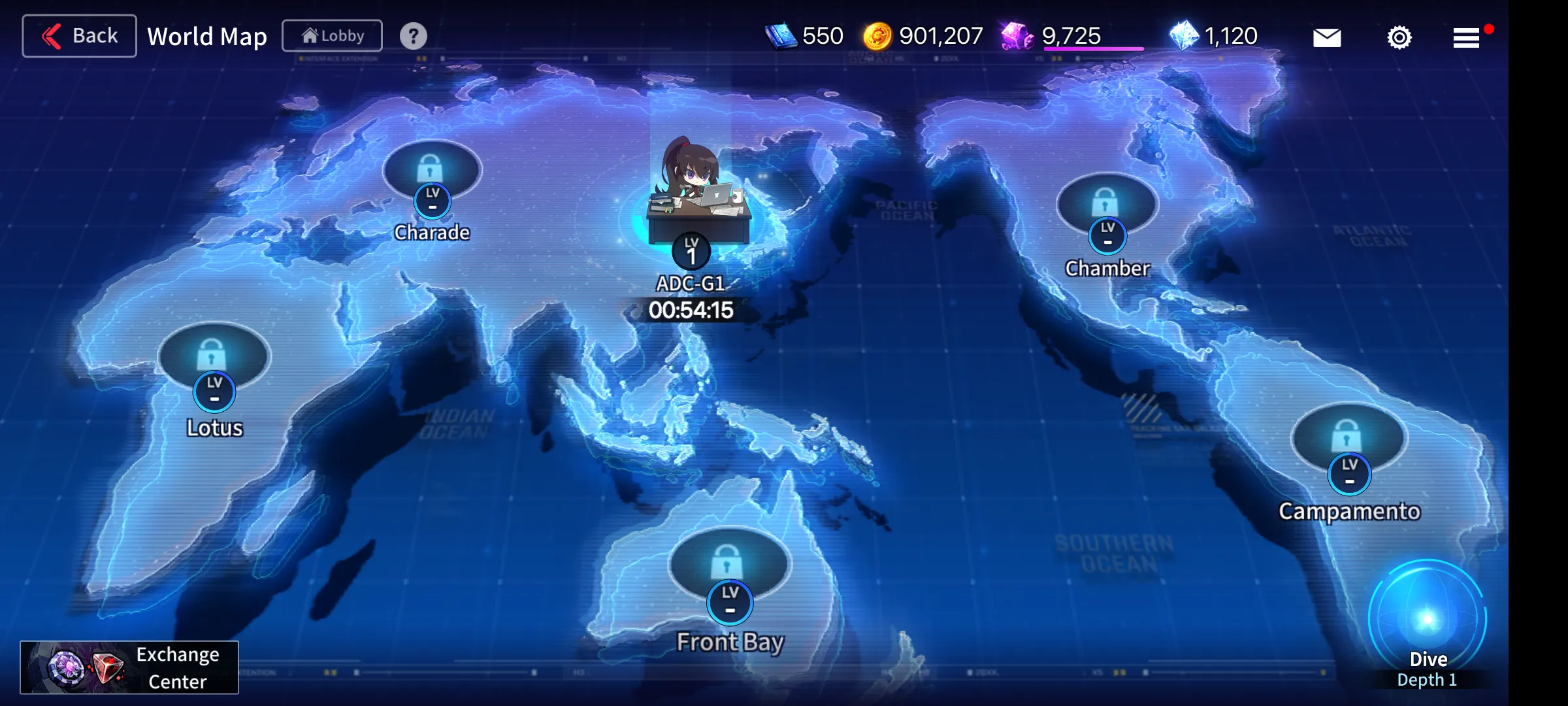 World Map screen