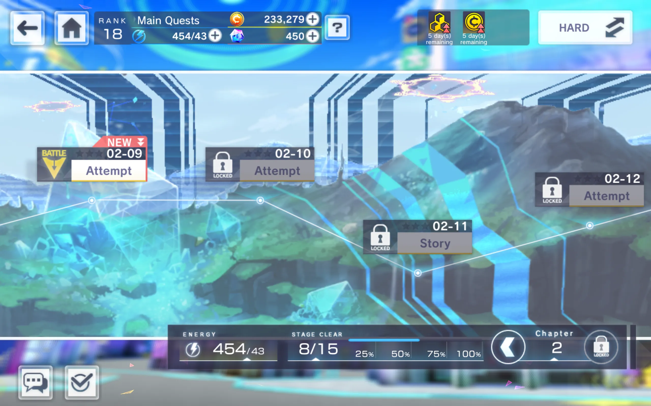 Main quest screen